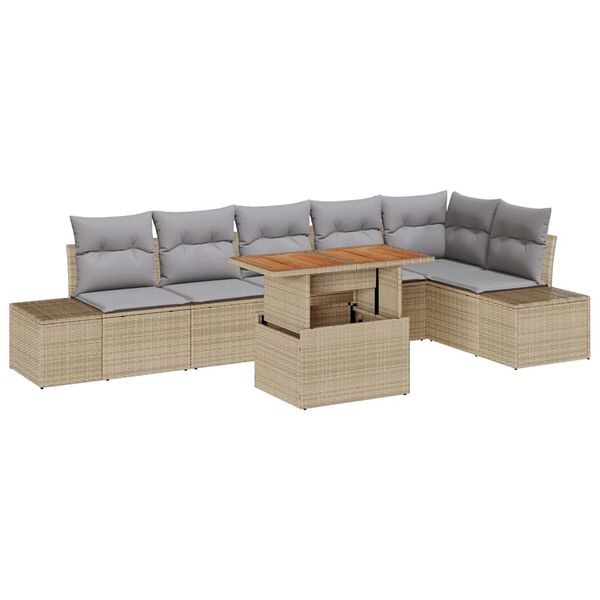 vidaXL Ensemble de salle à manger pour jardin 7 pcs Beige et gris