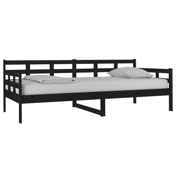 vidaXL Lit de jour sans matelas noir bois de pin massif 90x200 cm