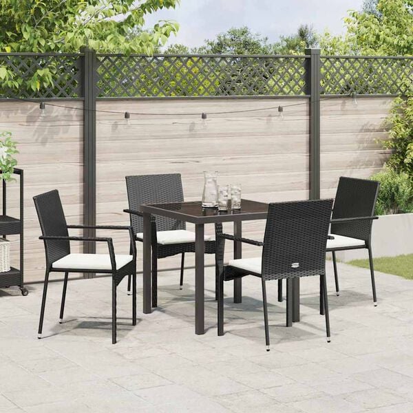 vidaXL Ensemble de salle &agrave; manger pour jardin 5 pcs Noir polyrotin