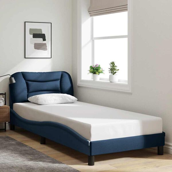 vidaXL Cadre de lit sans matelas Hvar bleu 80x200 cm tissu
