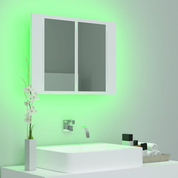 vidaXL Armoire salle de bain &agrave; miroir LED Blanc 60x12x45 cm Acrylique
