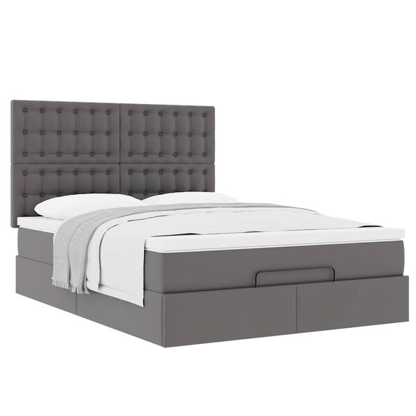VidaXL Cadre de lit ottoman avec matelas gris 140x200 cm similicuir
