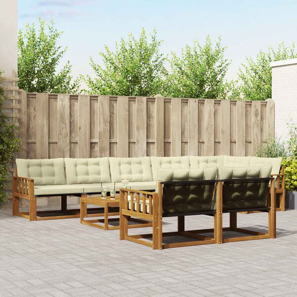 vidaXL Ensemble de canap&eacute;s d'ext&eacute;rieur 9 pcs Naturel et Cr&egrave;me