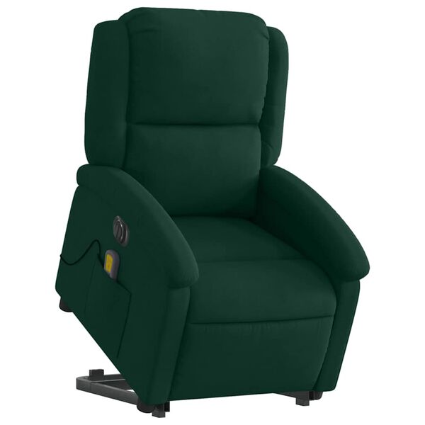 vidaXL Fauteuil inclinable de massage &eacute;lectrique vert fonc&eacute; velours