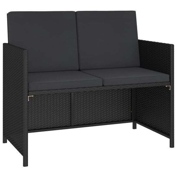 vidaXL Mobilier à dîner de jardin 6pcs et coussins Résine tressée Noir