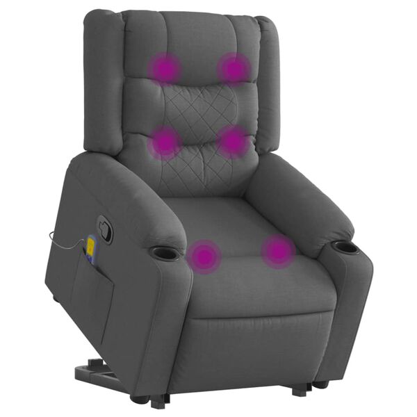 vidaXL Fauteuil de massage inclinable Gris fonc&eacute; Tissu