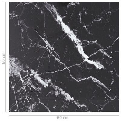 vidaXL Dessus de table noir 60x60 cm 6 mm verre trempé design marbre