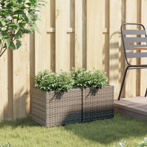 vidaXL Jardini&egrave;res 2 pcs gris 36x30x32 cm r&eacute;sine tress&eacute;e