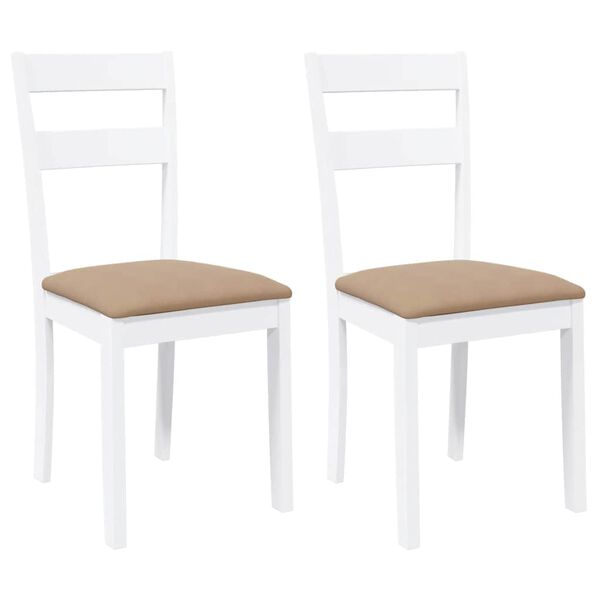 vidaXL Chaises à manger coussins 2 pcs blanc bois massif caoutchouc