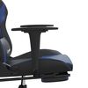 vidaXL Chaise de jeu de massage et repose-pied Noir et bleu Similicuir