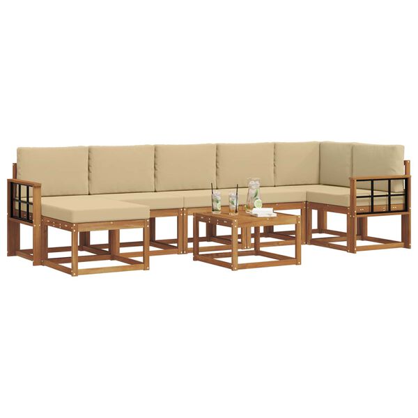 vidaXL Ensemble de canap&eacute;s d'ext&eacute;rieur 8 pcs Naturel et Beige