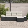 vidaXL Ensemble de canapé de jardin avec coussin 4 pcs Noir polyrotin