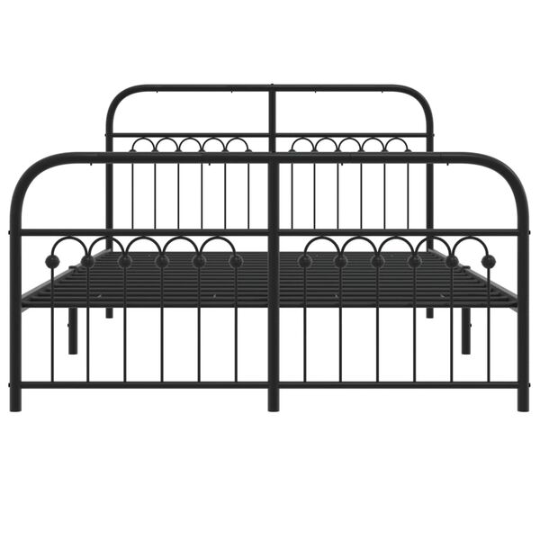 vidaXL Cadre de lit m&eacute;tal sans matelas avec pied de lit noir 140x200cm