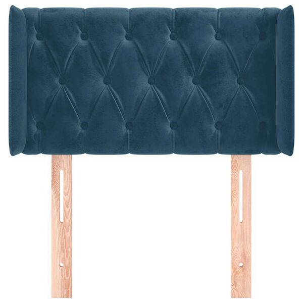 vidaXL T&ecirc;te de lit avec oreilles Bleu Fonc&eacute; 83x16x78/88 cm Velours