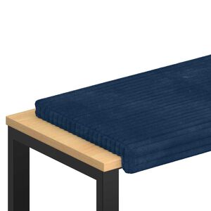vidaXL Coussin de banc Velours c&ocirc;tel&eacute; en peluche Bleu marine