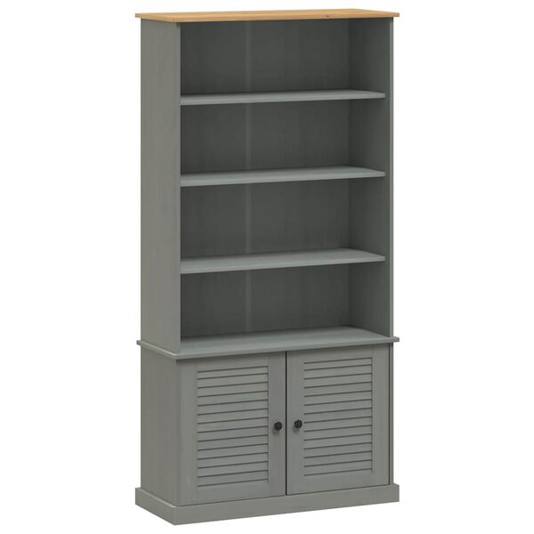 vidaXL Bibliothèque VIGO gris 85x35x170 cm bois massif de pin