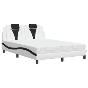 vidaXL Lit Viana avec matelas blanc et noir 140x190 cm similicuir