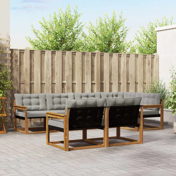 vidaXL Ensemble de canap&eacute;s d'ext&eacute;rieur 7 pcs Gris Naturel et Clair