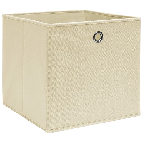 vidaXL Bo&icirc;tes de rangement 10 pcs Tissu intiss&eacute; 28x28x28 cm Cr&egrave;me