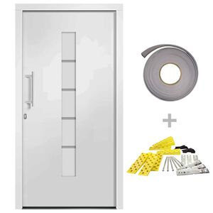 vidaXL Porte d'entr&eacute;e Aluminium et PVC Blanc 100x200 cm