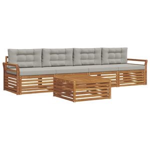 vidaXL Ensemble de canap&eacute;s d'ext&eacute;rieur 5 pc Gris Naturel et Clair