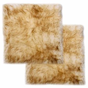vidaXL Coussins de chaise lot de 2 M&eacute;lange de marron Mouton v&eacute;ritable