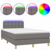 vidaXL Sommier &agrave; lattes de lit et matelas et LED Gris fonc&eacute; 120x200 cm