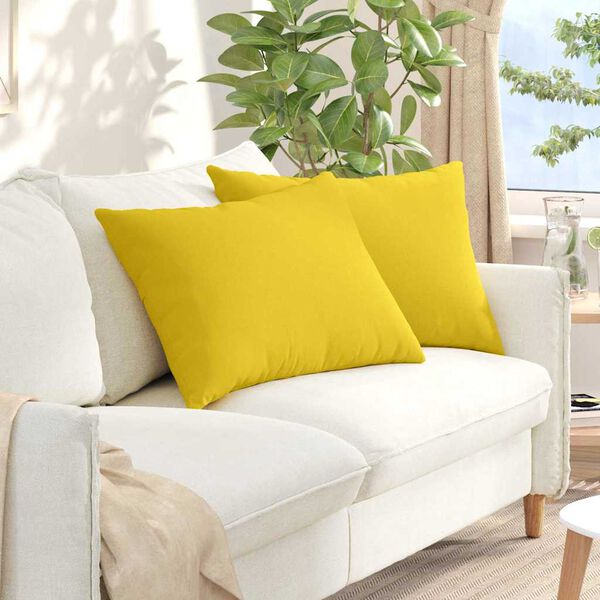 vidaXL Coussins de canap&eacute; 2 pcs Jaune clair 70 x 50 cm tissu