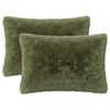 vidaXL Coussin avec oreiller HEERLEN 2 pi&egrave;ces Vert Fleece PV