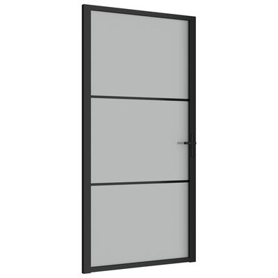 vidaXL Porte intérieure 102,5x201,5 cm Noir Verre mat et aluminium
