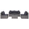 vidaXL Salon de jardin 9 pcs avec coussins Résine tressée Gris