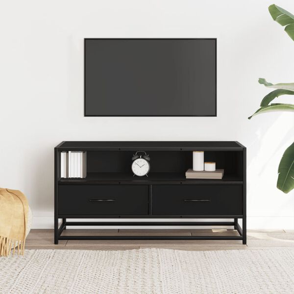 vidaXL Meuble TV noir 80x34,5x40 cm bois d'ingénierie et métal