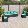 vidaXL Salon de jardin 6 pcs avec coussins noir r&eacute;sine tress&eacute;e