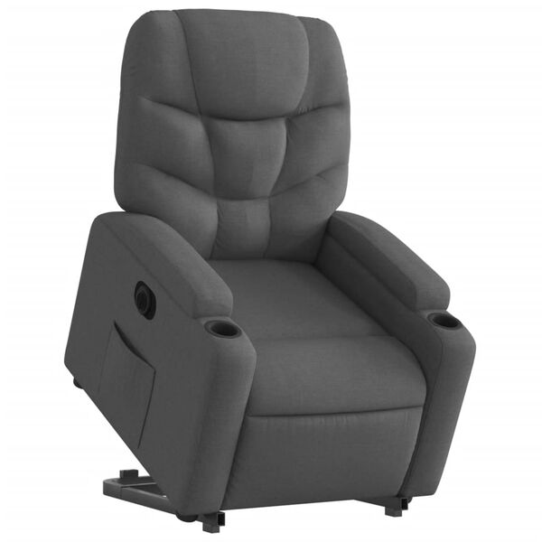 vidaXL Fauteuil inclinable &eacute;lectrique gris fonc&eacute; tissu