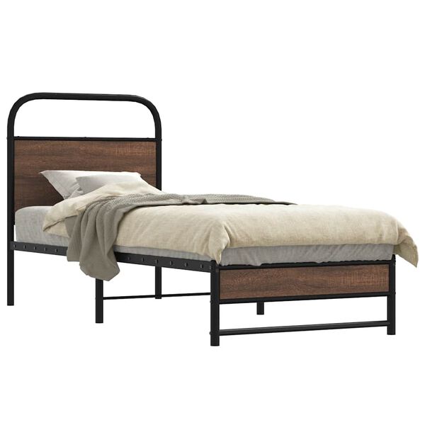 vidaXL Cadre de lit sans matelas 75x190cm ch&ecirc;ne marron bois ing&eacute;nierie