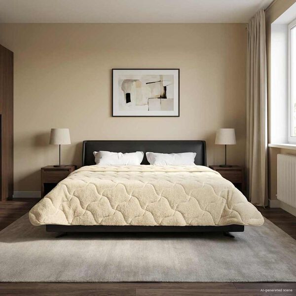 vidaXL Duvet d'hiver Cr&egrave;me 220 x 240 cm Microfibre et polaire Teddy