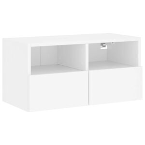 vidaXL Meuble TV mural blanc 60x30x30 cm bois d'ing&eacute;nierie