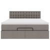 vidaXL Lit ottoman avec matelas et LED taupe 140x190 cm tissu