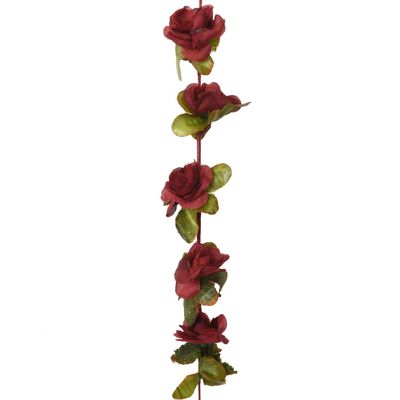 vidaXL Guirlandes de fleurs artificielles 6 pcs rouge bordeaux 250 cm
