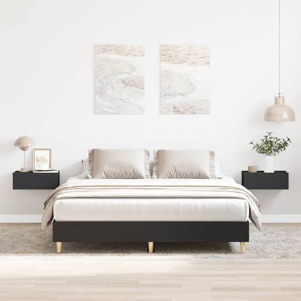 vidaXL Cadre de lit sans matelas noir 140x200 cm bois d'ing&eacute;nierie