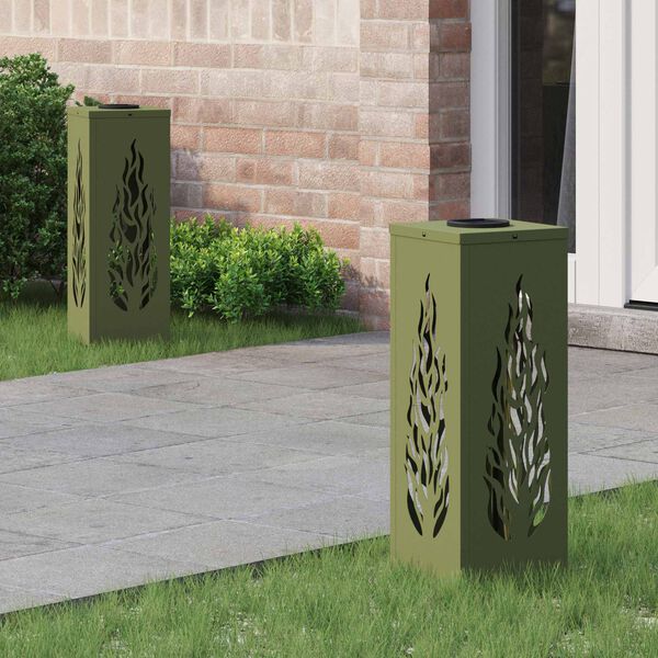 vidaXL Lumi&egrave;re de chemin LED solaire 2 pcs Vert olive