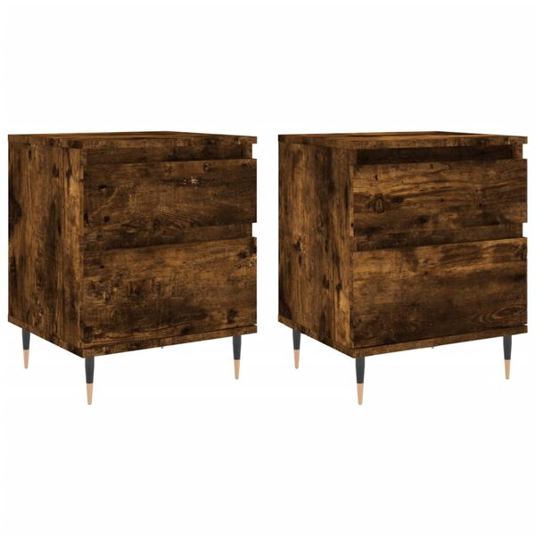 vidaXL Tables de chevet 2 pcs chêne fumé 40x35x50 cm bois ingénierie