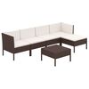 vidaXL Salon de jardin 6 pcs avec coussins R&eacute;sine tress&eacute;e Marron