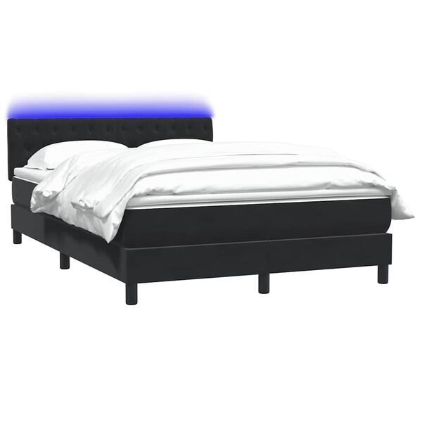vidaXL Sommier &agrave; lattes de lit avec matelas et LED noir 140x220 cm velours