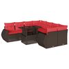 vidaXL Ensemble de canap&eacute; de jardin 9 pcs avec coussins marron