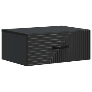 vidaXL Cabinet de chevet mural avec tiroir Noir 49 x 34,5 x 20 cm