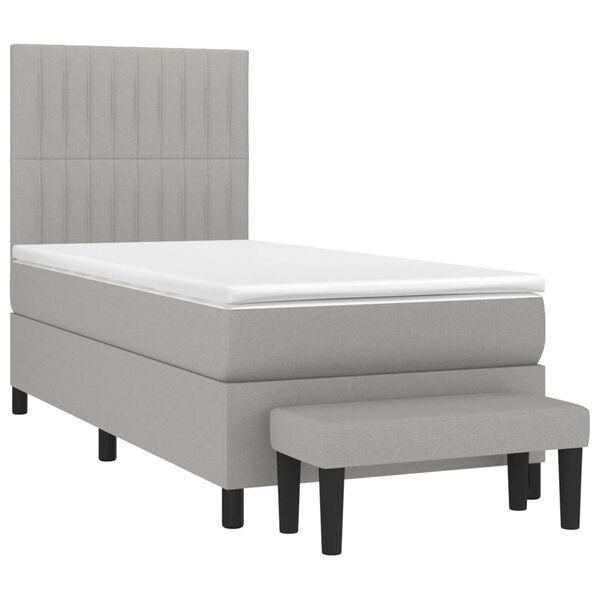 vidaXL Sommier &agrave; lattes de lit avec matelas Gris clair 80x200 cm Tissu