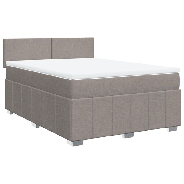 vidaXL Sommier &agrave; lattes de lit avec matelas Taupe 140x200 cm Tissu