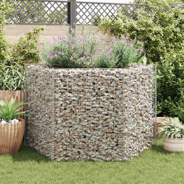 vidaXL Lit sur&eacute;lev&eacute; &agrave; gabion hexagonale 160x140x100 cm