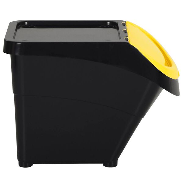 vidaXL Poubelles empilables avec couvercles 3 pcs noir PP 78 L